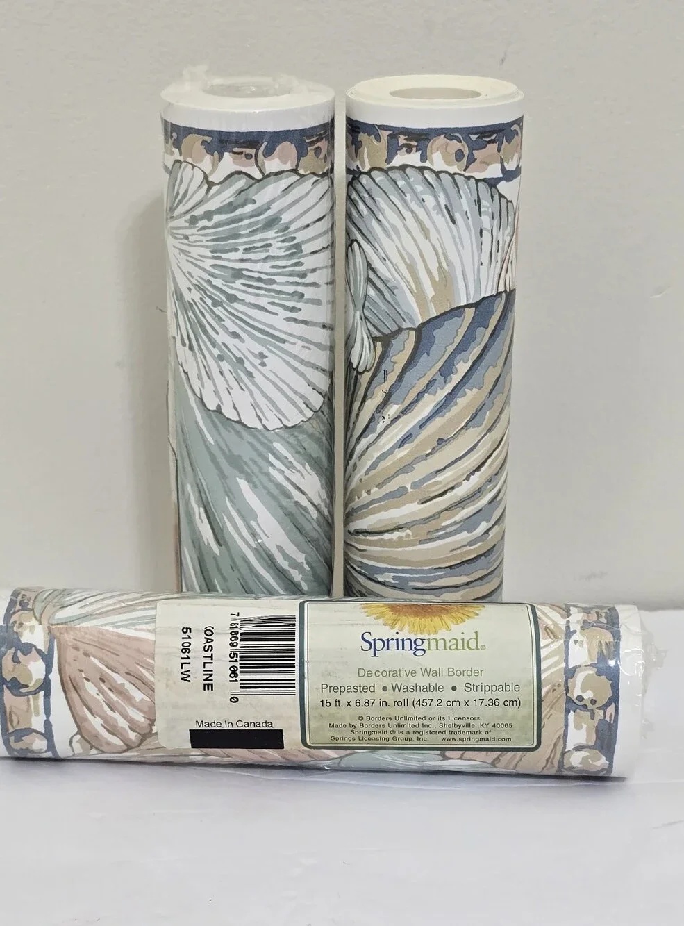 vintage new SPRINGMAID Coastal Print Wall Boarder Prepasted Strippable Washable